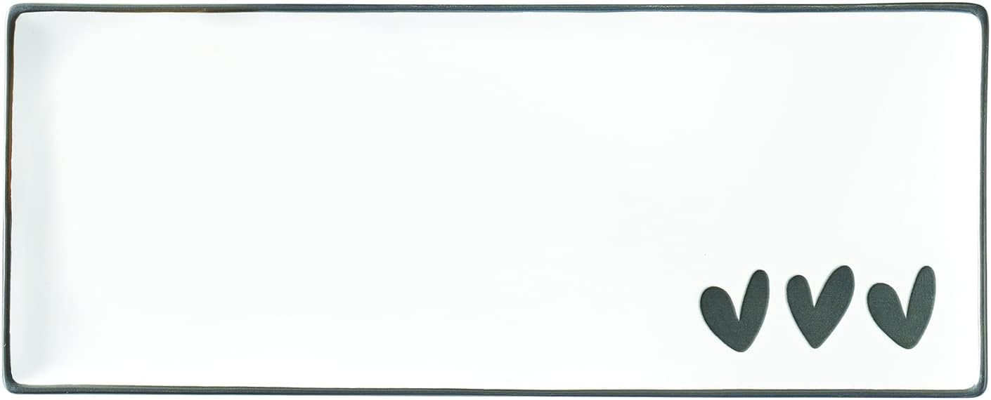 Santa Barbara Design Studio Ceramic Serving Tray, 12 x 5-Inch, Hearts