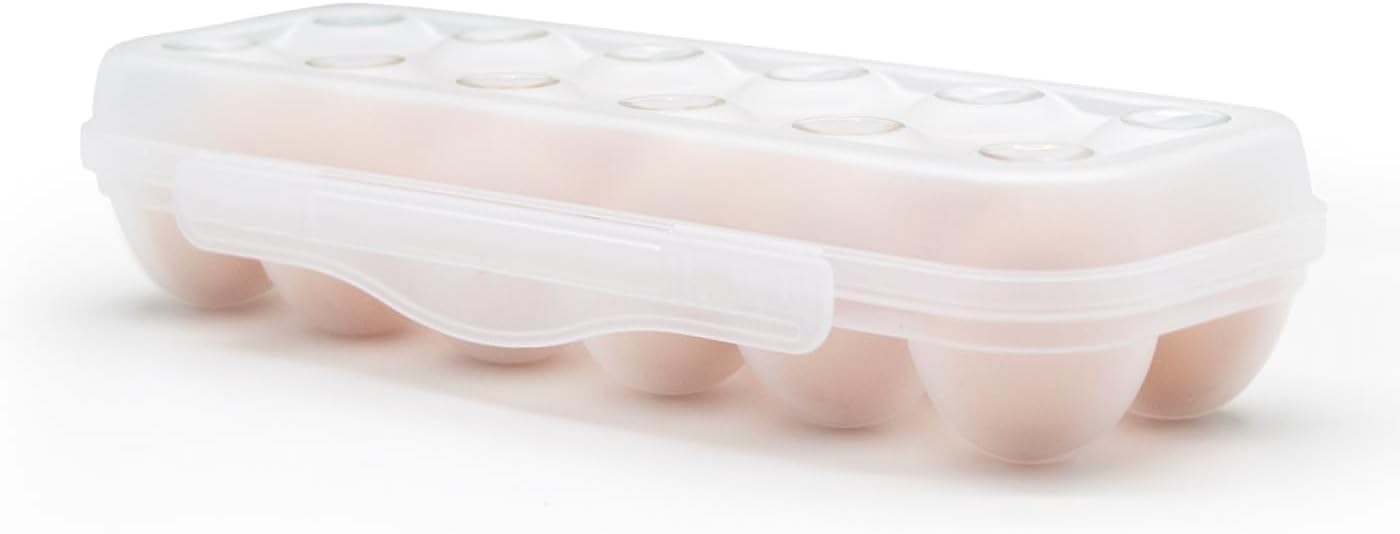 Egg Holder for Fridge, Egg Organizer for Refrigerator, Portable Egg Tray with Lid, Stackable Egg Storage with Safety Buckle (1)