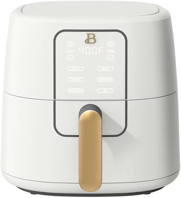 B 6 Quart Digital Air Fryer TurboCrisp Technology, Large Touchscreen Controls, Ceramic Roast Reheat Dehydrate Nonstick, Family Size for 5-7 People (White)