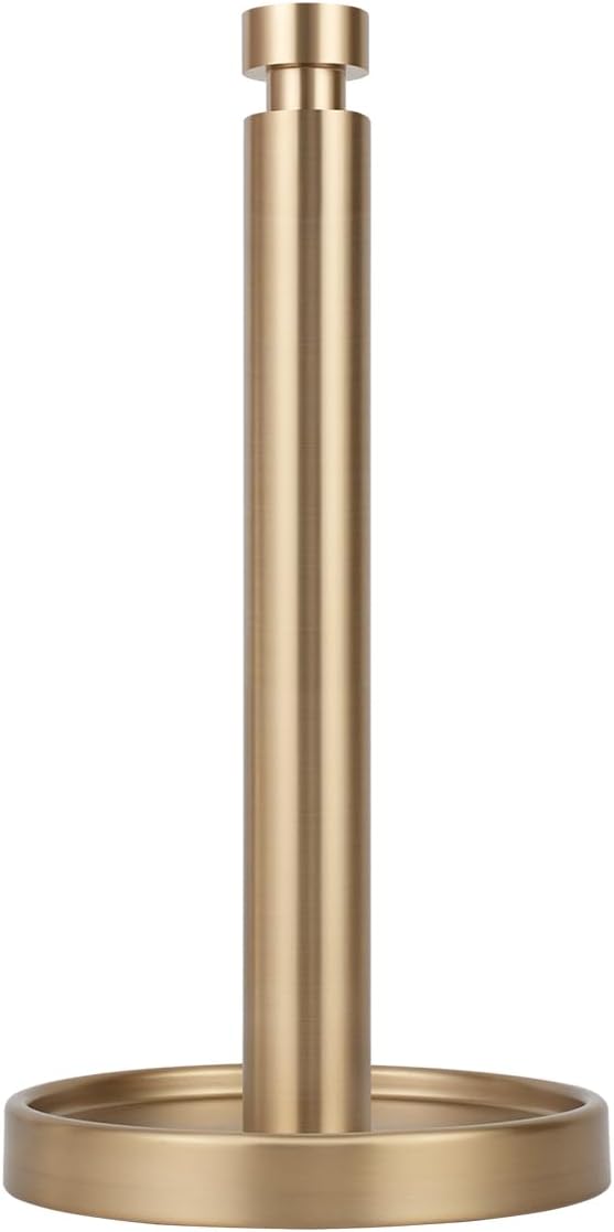 Ivilon Countertop Paper Towel Stand – Steady and Easy Tear – Fits All Paper Towel Rolls – Warm Gold