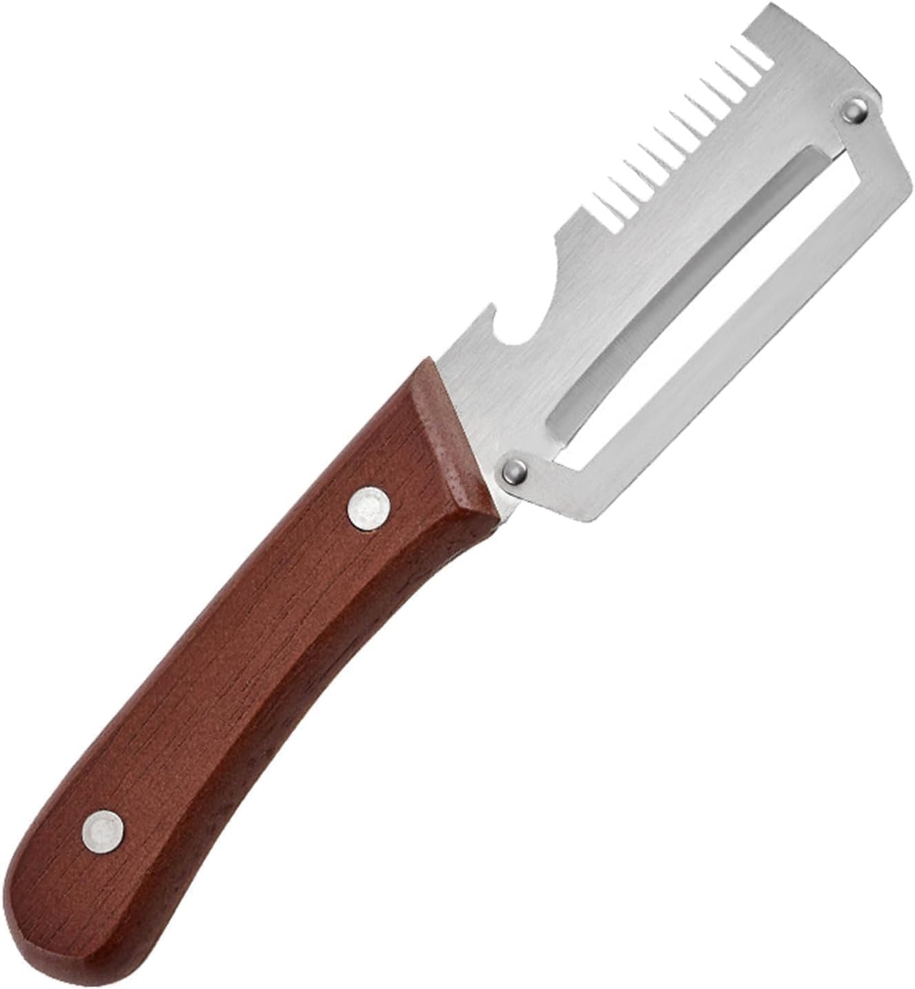 Multifunctional Vegetable Peeler for Kitchen, 3 in 1 Stainless Steel Blade with Wooden Handle and Bottle Opener, Ultra-Sharp Kitchen Tool for Fruits and Vegetables