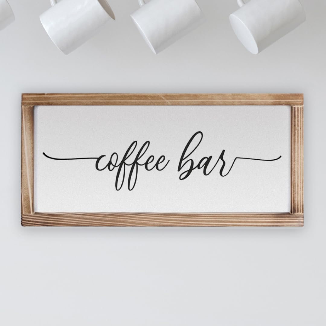 Coffee Bar Sign Decor 8×17 Inch, Coffee Sign Decor, Wooden Kitchen Wall Art