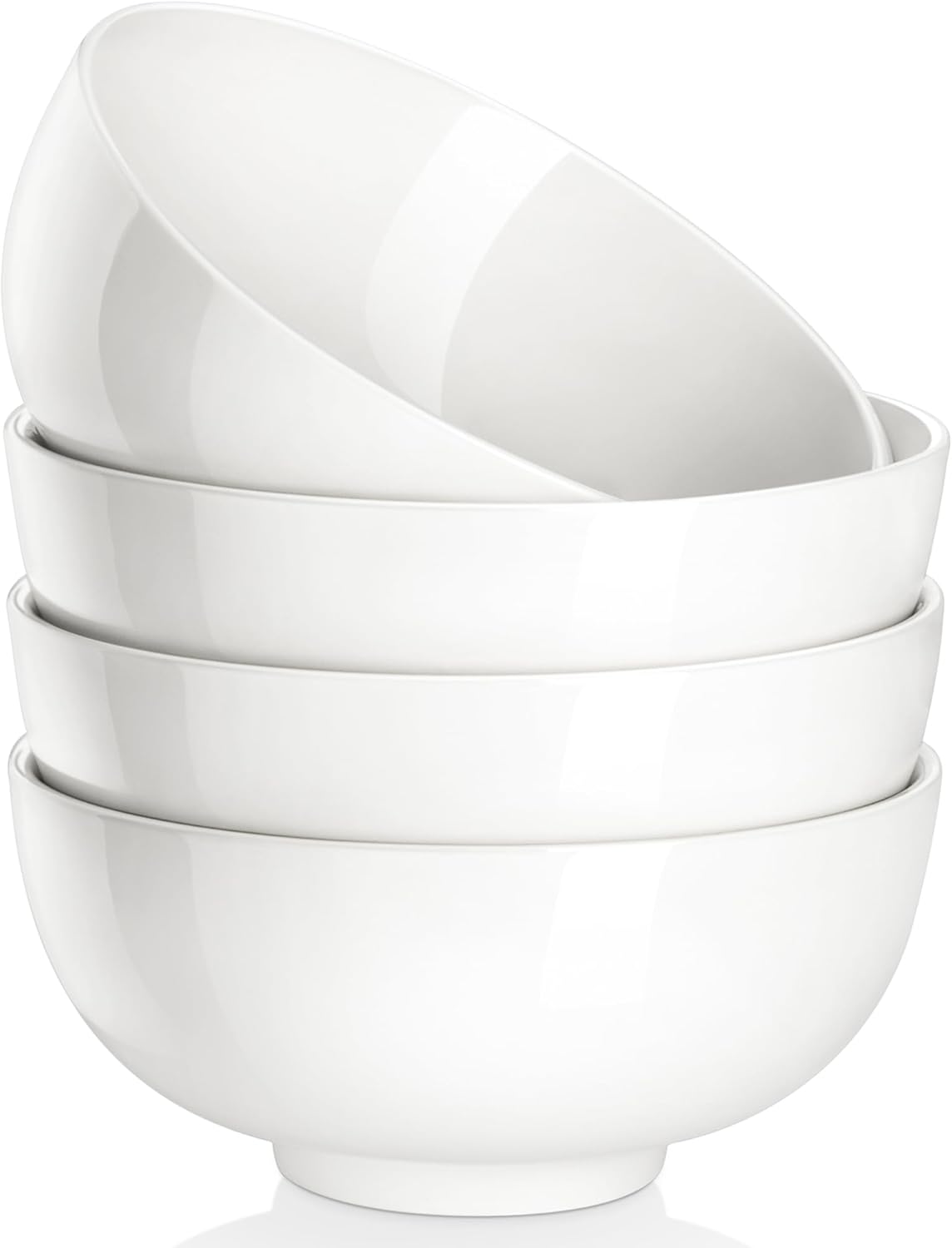 MALACASA 26 OZ Porcelain Soup Bowls Set of 4, White Ceramic Bowls for Kitchen, Cereal Bowl for Oatmeal, Fruit, Salad, Ramen and Rice Bowl -Dishwasher & Microwave Safe Bowls