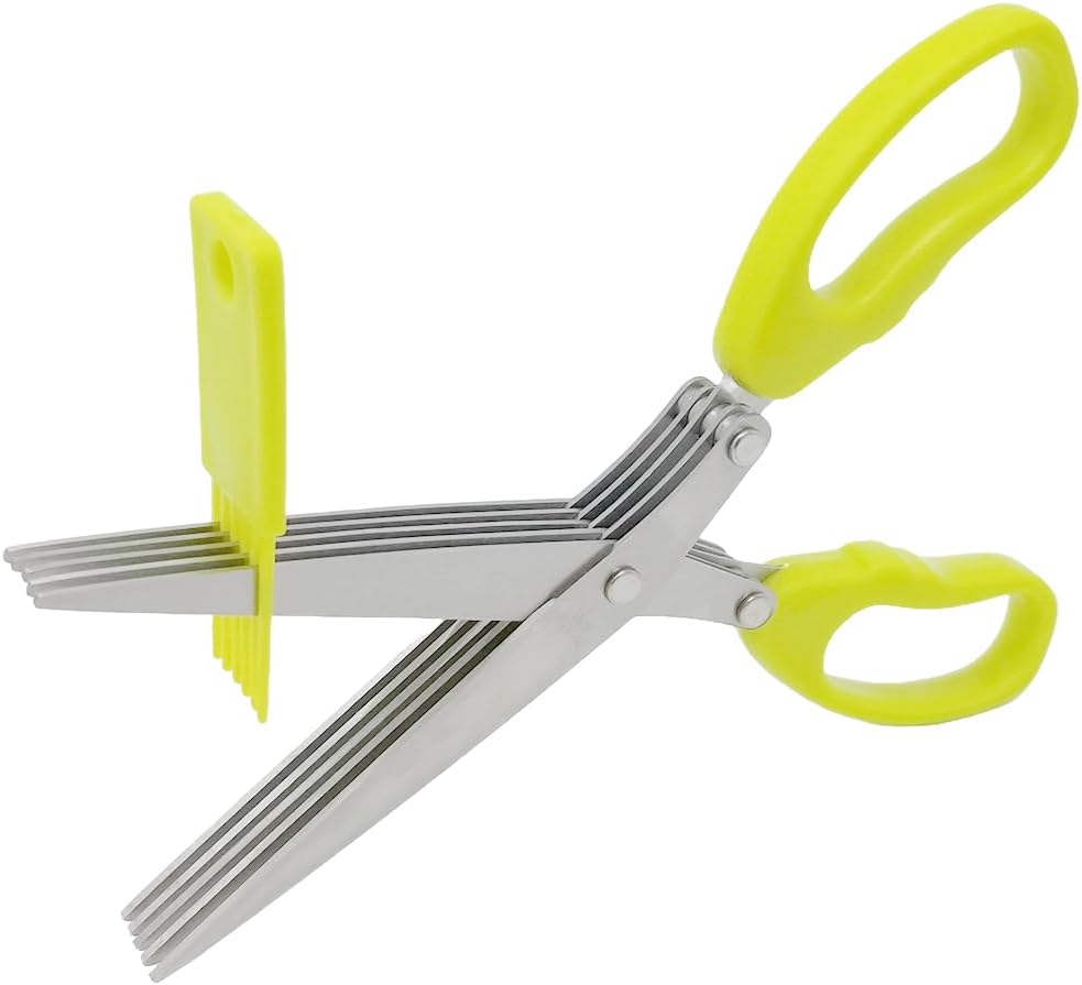 Chiffonade Scissors, Stainless Steel Herb Scissors with 5 Blades for Cutting Vegetables, Herbs, and Paper, Dishwasher Safe
