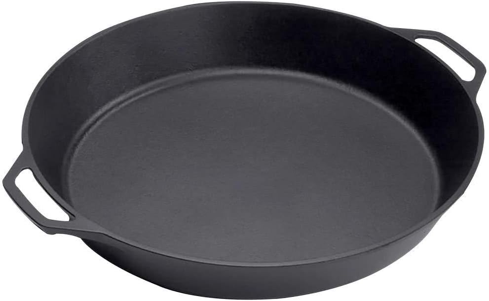 Lodge Seasoned Cast Iron Skillet – 17 Inches – Features 2 Loop Handles – Pre-Seasoned Large Frying Pan with Dual Assist Handles – Large & Versatile – Durable Iron Frying Pan | camping-cooking-utensils
