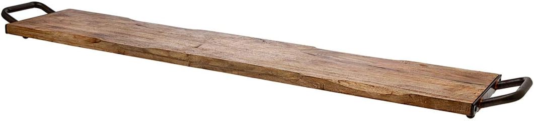 Godinger Wood Serving Tray, Charcuterie Platter Cheese Board with Metal Handles – 40 inch