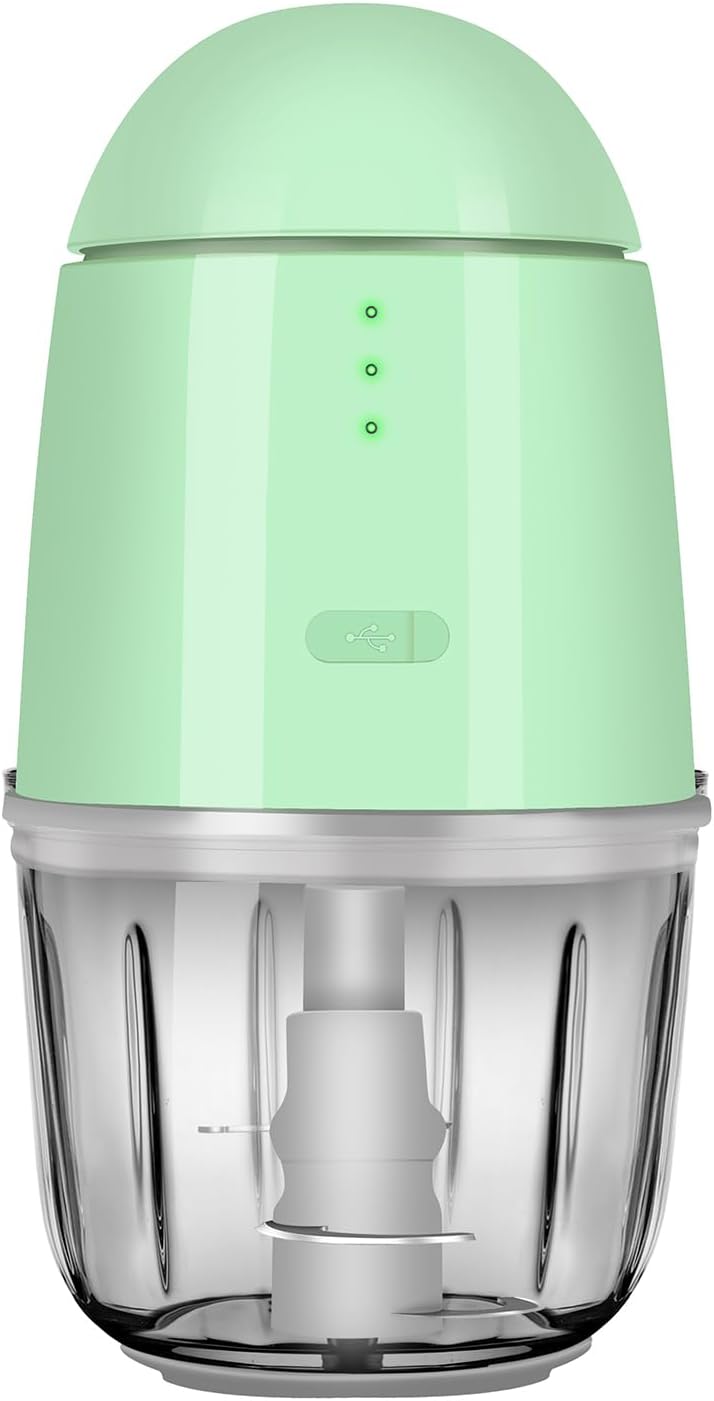 Food Processor – Cordless Mini Food Processor & Portable Small Food Chopper for Vegetables Fruit Salad Onion Garlic,Kitchen,1.3Cup 10 0z,150 Watts,Glass Container Dishwasher Safe (Green)