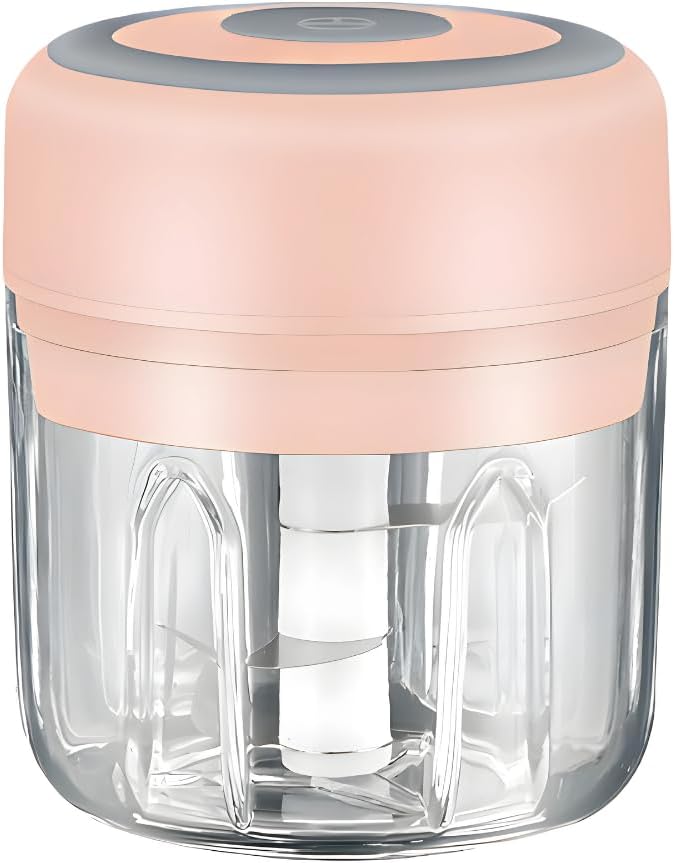Electric Baby Food Maker & Garlic Chopper, USB Rechargeable Mini Processor, Easy Clean Design, 250ML (Pink)