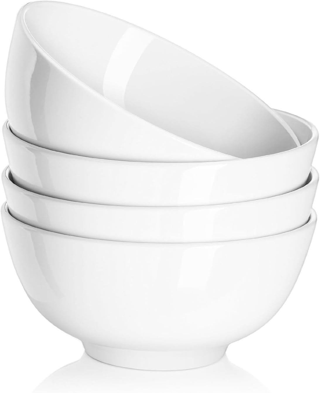 DOWAN 22 OZ White Ceramic Bowls Set of 4 – Perfect for Soup Bowls for Kitchen, Cereal Bowl, Ramen Bowl, Microwave Safe for Oatmeal, Fruit,Salad and Rice Bowl – Dishwasher & Microwave Safe