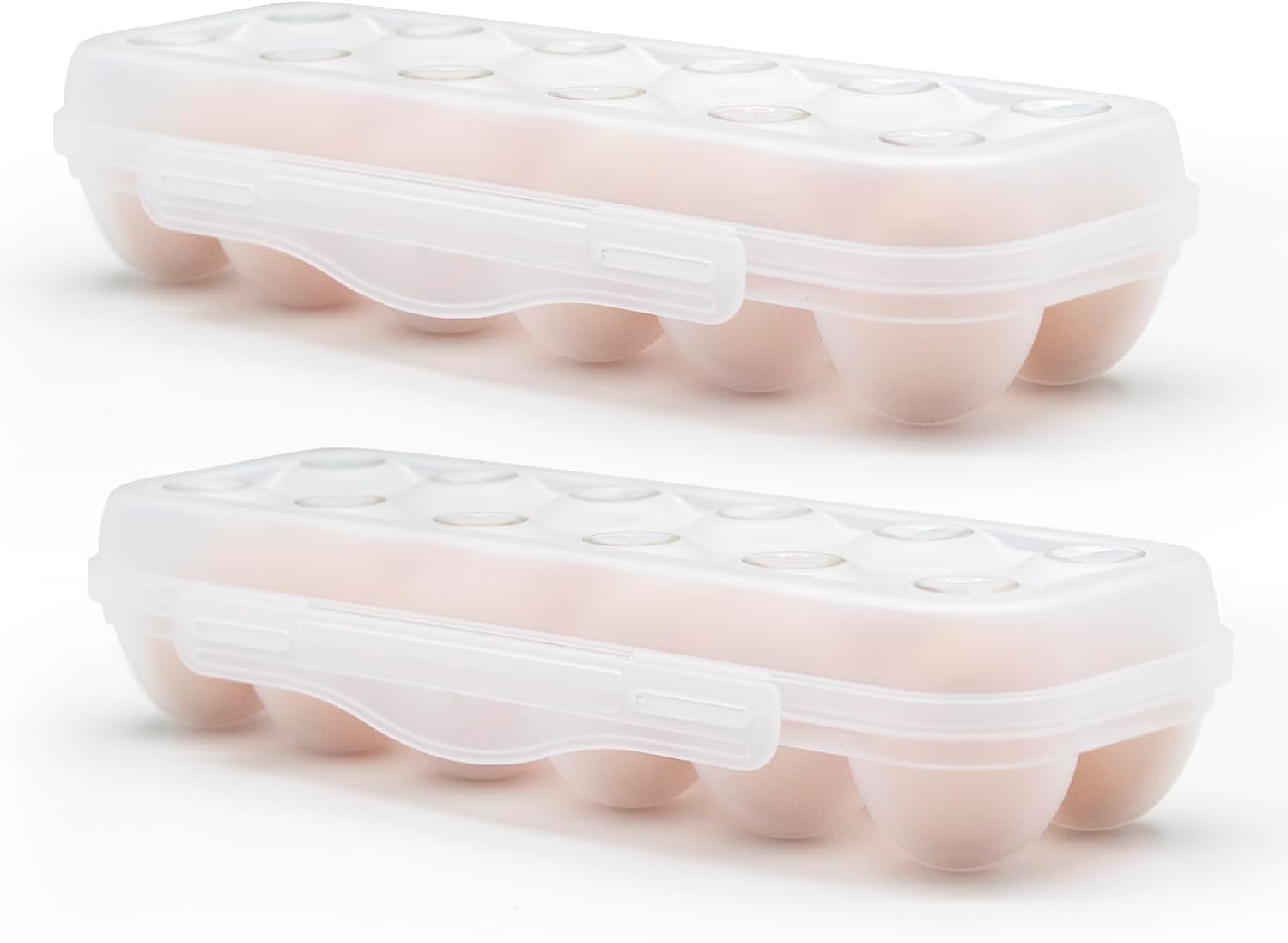 Egg Storage for Refrigerator, Egg Holder for Fridge with Lid, Stackable Egg Storage with Safety Buckle (2)