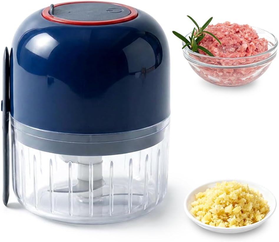 Electric Garlic Chopper, 2026 New Household Electric Garlic Crusher, Portable Cordless Mini Food Chopper Garlic Mincer for Garlic, Onion, Ginger, Chili, Spices and Fruit (Blue)