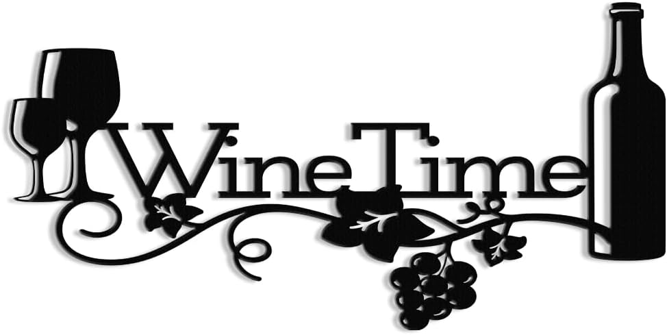 XORT Metal Wine Sign, Bar Metal Sign, Metal Kitchen Wall Decor, Vino Lover Metal Wall Art Decorative Home Restaurant Bar (Black – 16 x 8 Inch)