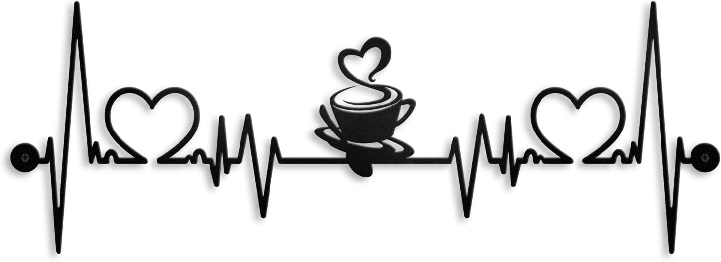Kas Home Coffee Cup Wall Decor, Iron Metal Wire Silhouette Signs Wall Art for Bar Shop Kitchen Dinning Restaurant Wall Hanging Plaque Décor