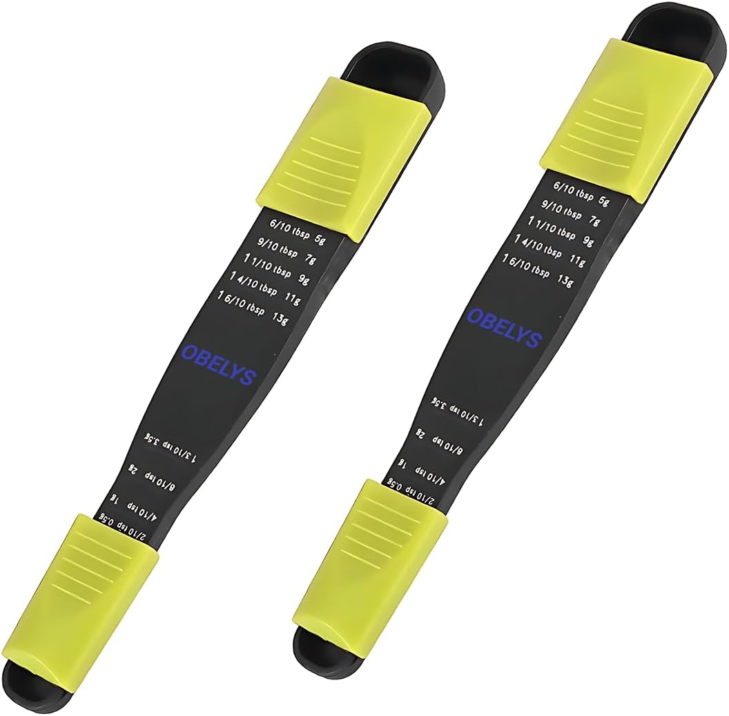 Adjustable Measuring Spoon Set – Black & Green Kitchen Tool for Precise Measuring | Ideal for Dry & Liquid Ingredients | Space-Saving, Easy-to-Use, Dishwasher Safe | Pack of 2 for Cooking & Baking