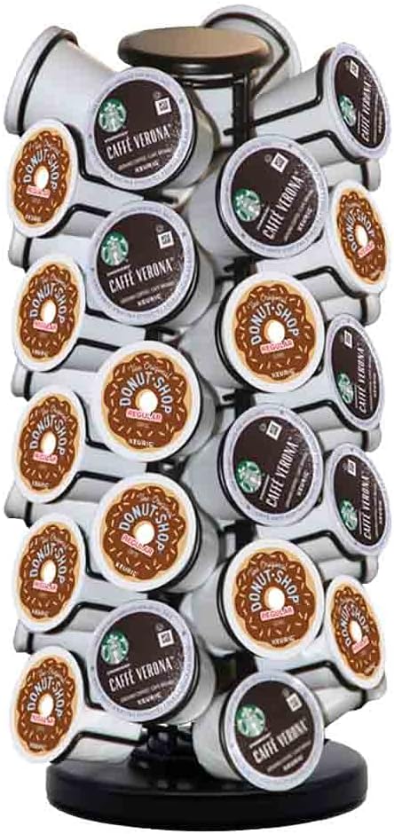 K Cup Holder-Coffee Pod Holder Organizer for 40 K Cup Pods with 360° Smooth Rotation and Heavy-Duty Base, Space-Saving Storage for Coffee Stations & Kitchen Countertops, No Assembly Required, Black