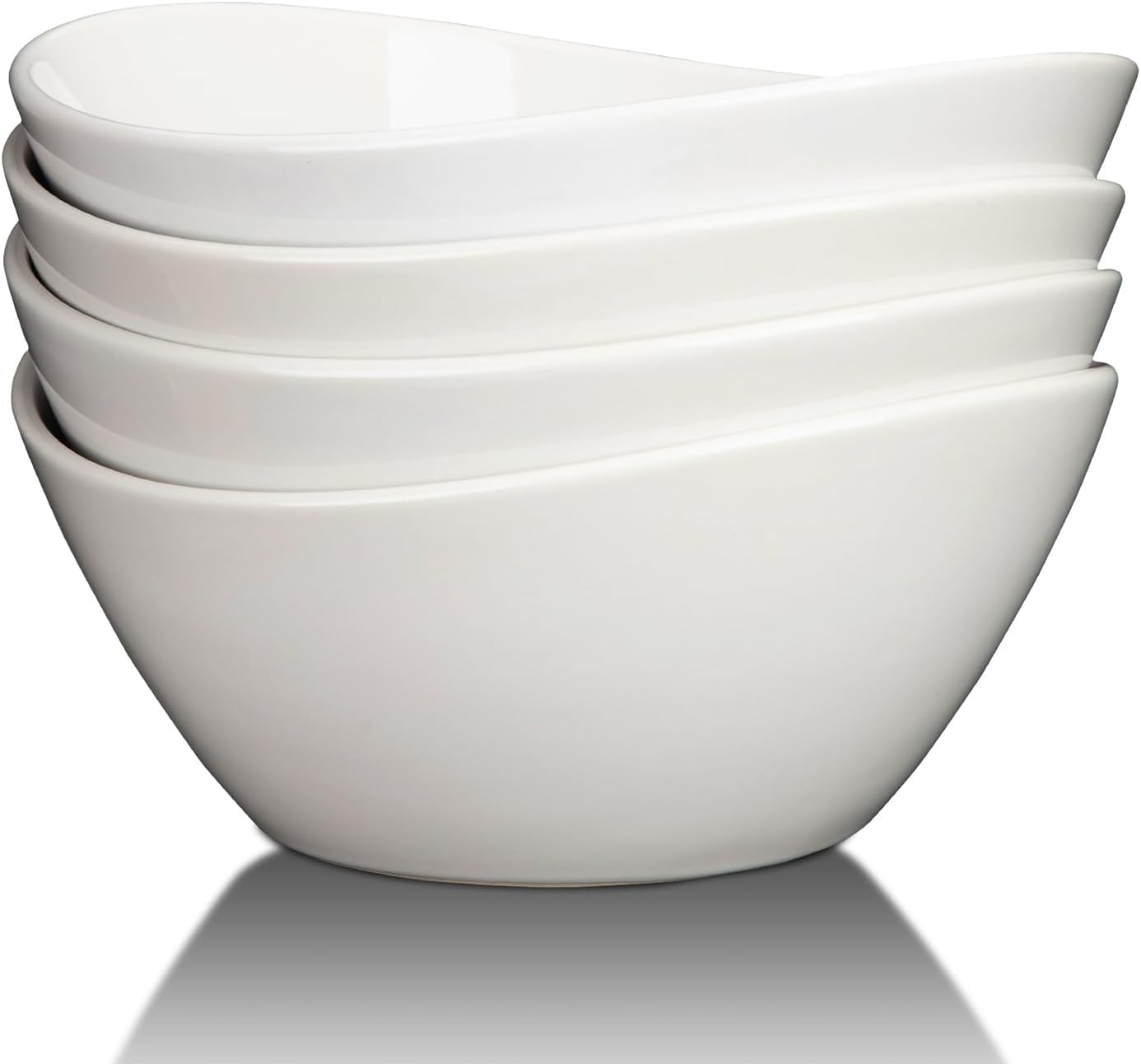 GarveeHome 8 in Ceramic Deep Soup Bowls & Salad Bowls – 42 oz Large Bowls Set of 4 for Kitchen – White Ceramic Serving Bowls for Salads, Cereal, Soup, Dishwasher & Microwave Safe