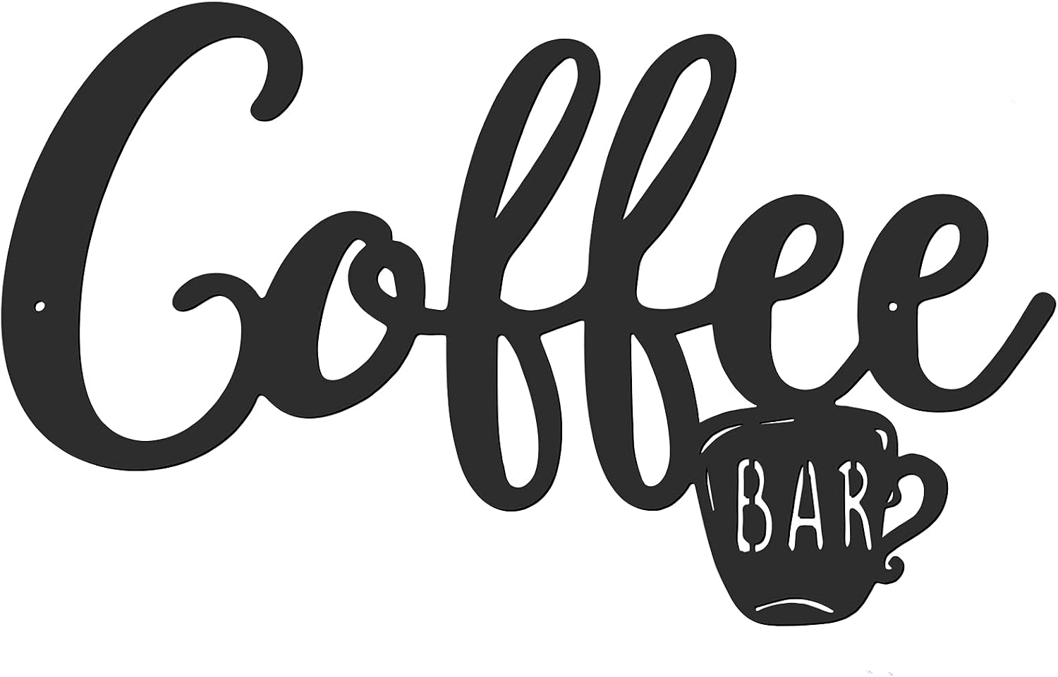 Hotop Coffee Bar Wall Sign Decor Metal Coffee Cup Hanging Sign Vintage Black Cafe Letter Art Decoration Cocoa Bar Accessories Farmhouse Home Office Kitchen Supplies(Simple Style)