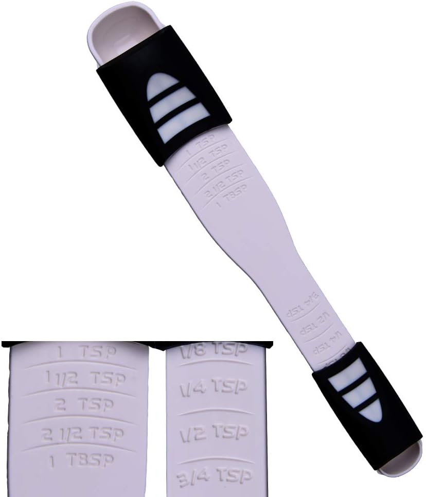 Adjustable Measuring Spoon White,Creative Double End Adjustable Scale, Eight Stalls Measuring Spoon,Measuring Dry/Semi-Liquid Ingredients,Metering Spoon for Baking,Cooking,Coffee,Sugar,Salt,Powder.