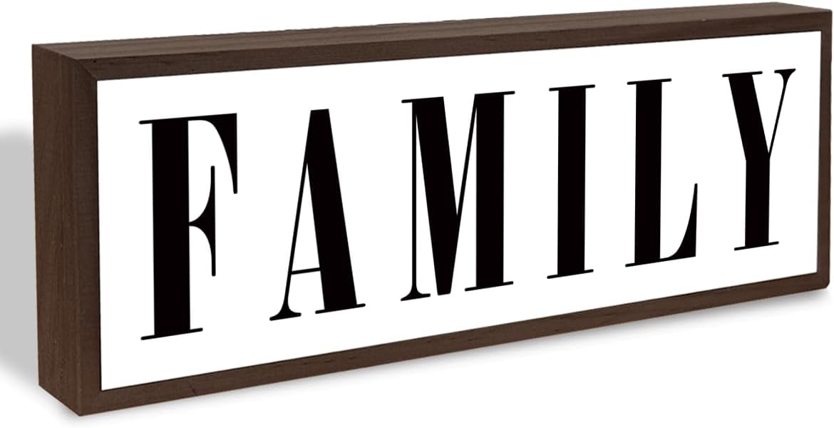 Family Sign, Decorative Framed Wooden Box Sign, Modern Farmhouse Home Decor, Living Room Decors, Kitchen Decor Art, Shelf Counter Tabletop Decoration, Housewarming Gift