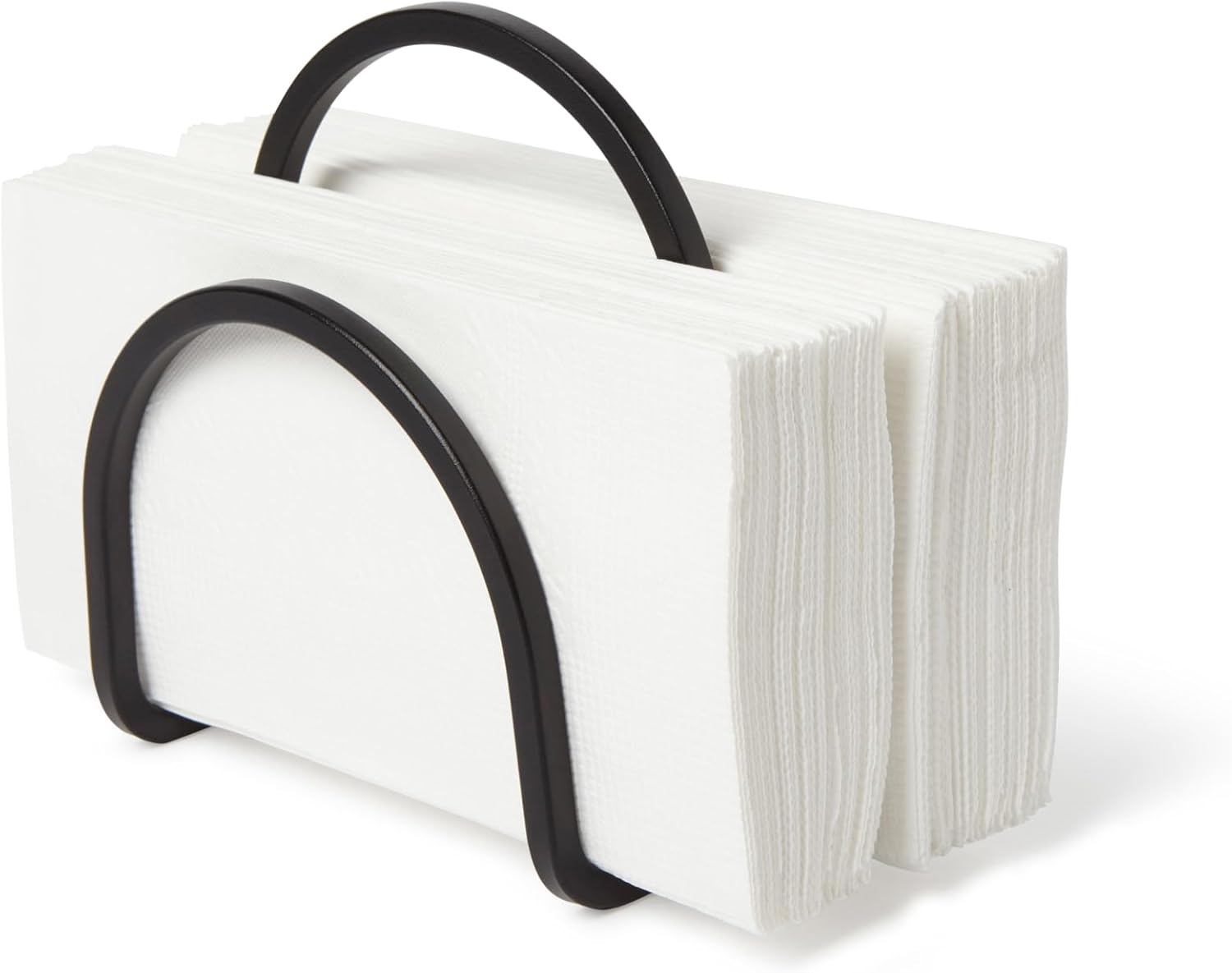 Umbra Squire Napkin Holder for Square and Rectangular Dinner, Cocktail, Luncheon Napkins, Modern Metal Design Looks Like Cast Iron, Black