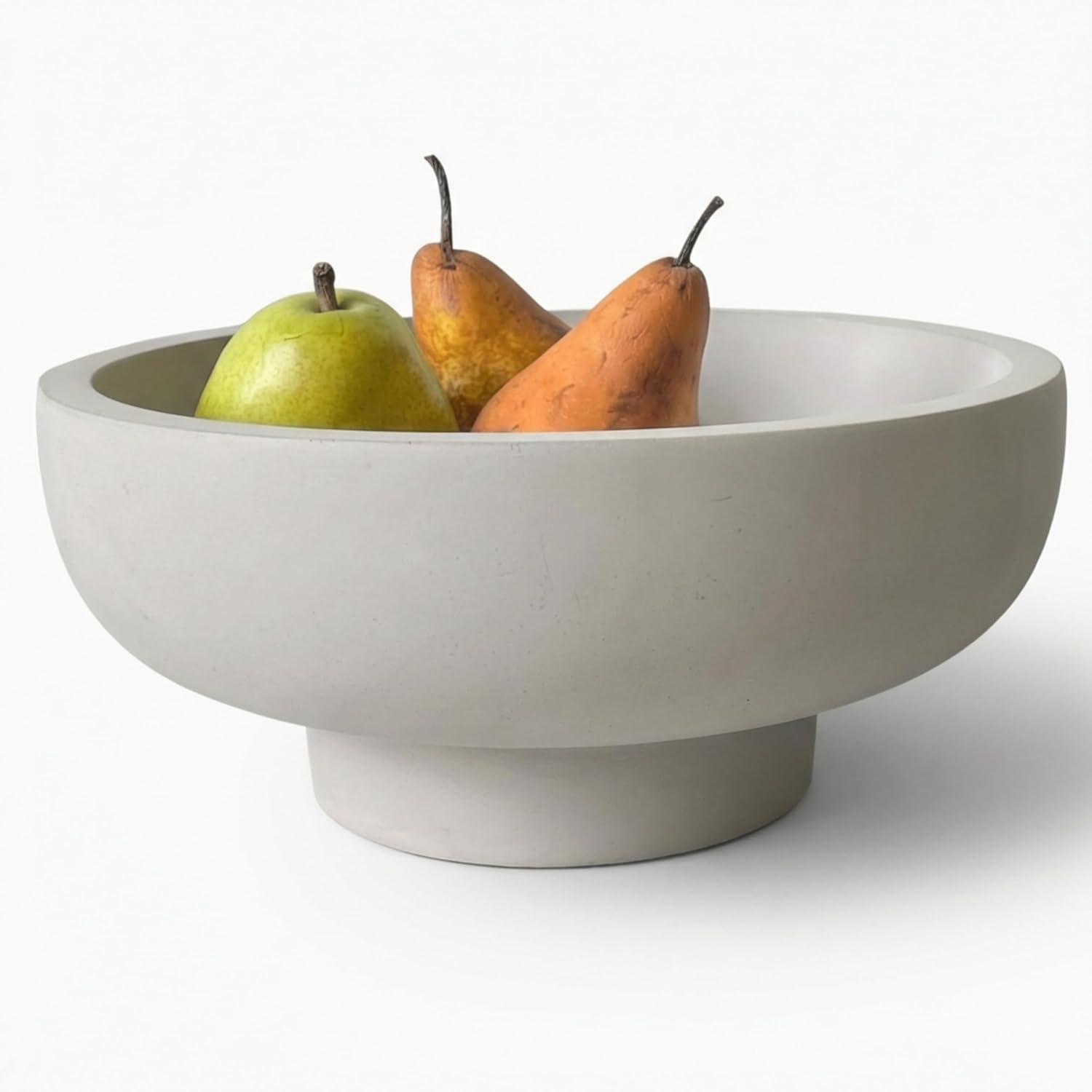 OAKOA Concrete Fruit Bowl for Kitchen Counter – Large Decorative Bowls for Home Decor – Modern Key Bowl for Entryway Table – Footed Pedestal Bowl for Keys