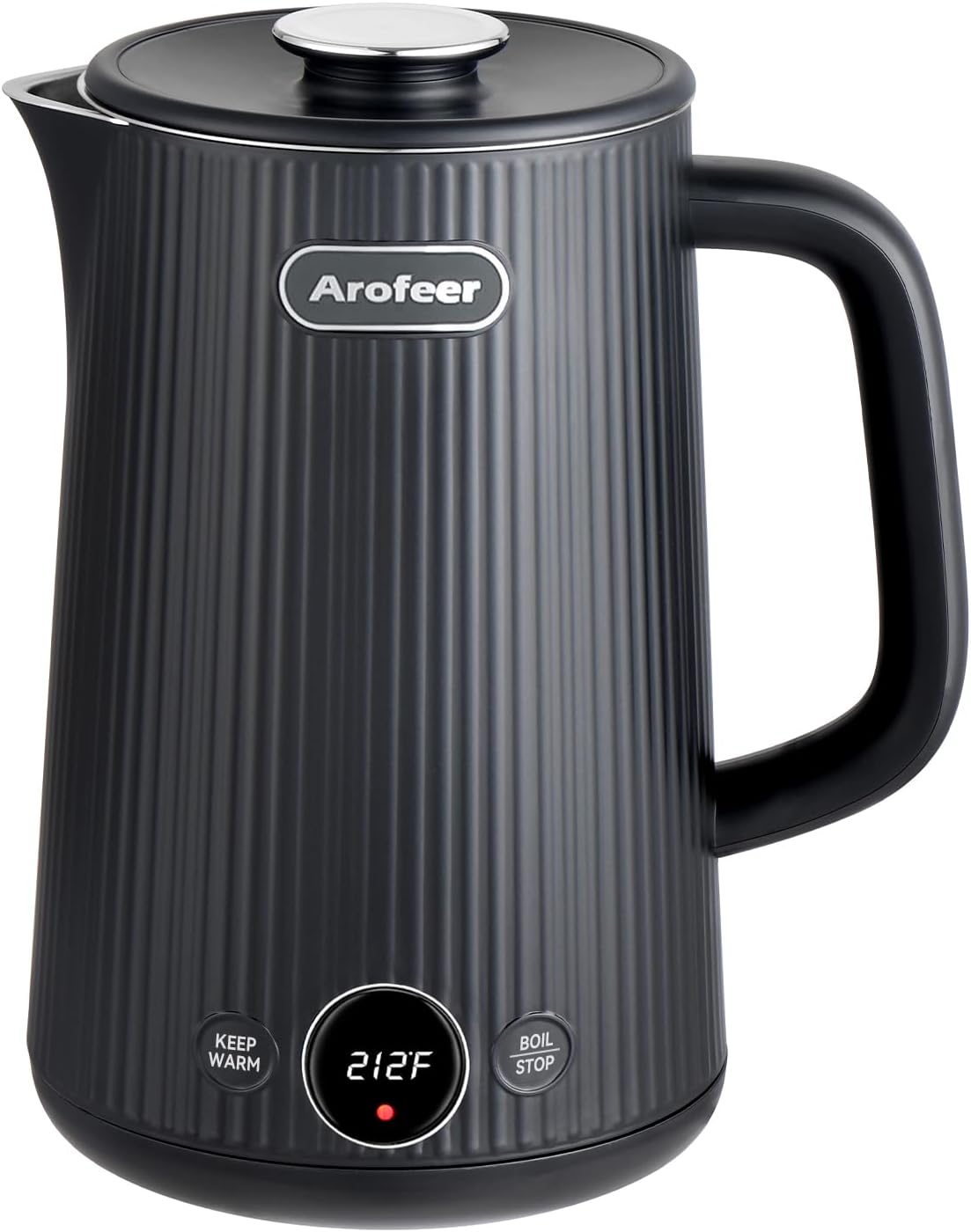 Arofeer® Electric Kettle Temperature Control, 1.7L Stainless Steel Electric Tea Kettle with LED Display, 5 Presets, 4-Hour Keep Warm, Fast Boil Hot Water Kettle for Tea, Coffee & Oatmeal, Black
