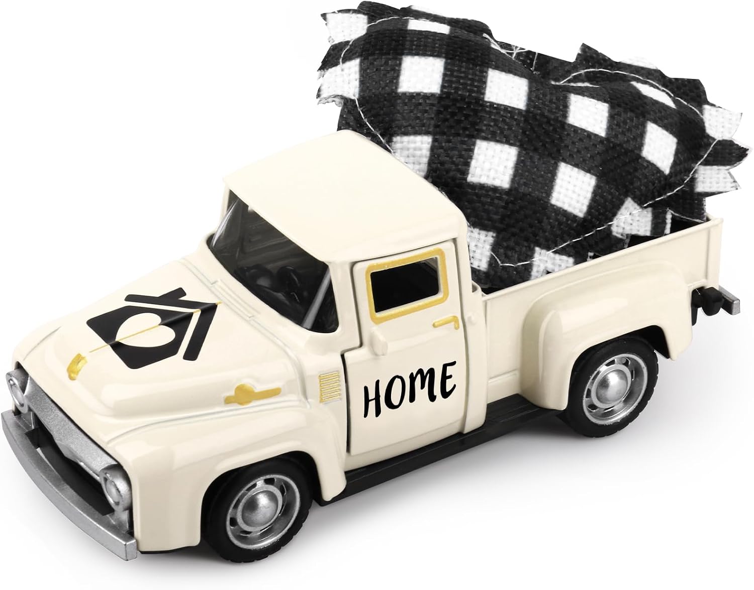 Vintage White Truck Decor with Heart Farmhouse Tiered Tray Decor Vintage Mini Truck Bookshelf Table Decors