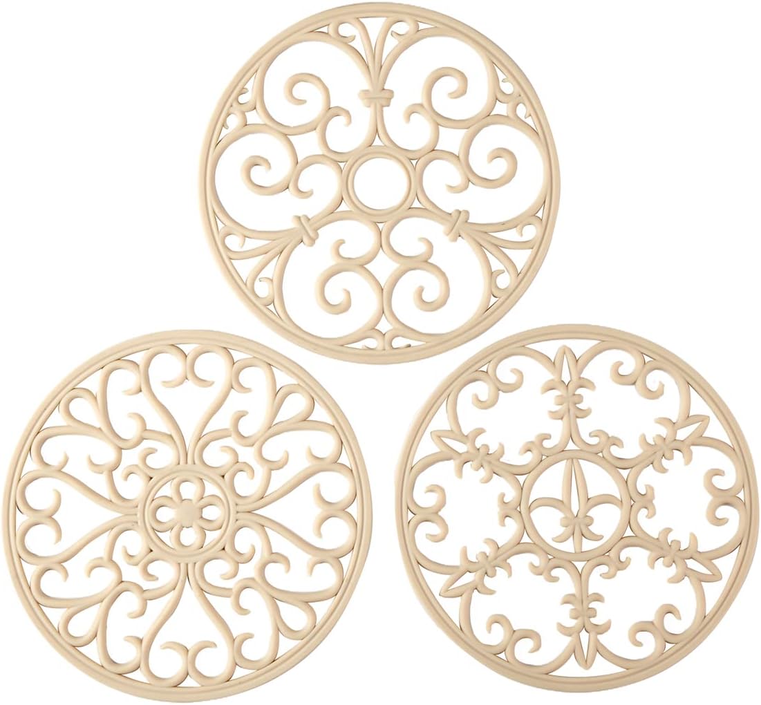 Silicone Trivet Mat – Non-Slip & Heat Resistant Kitchen Hot Pads for Countertops & Table – Kitchen Trivets for Hot Dishes & Cookware – Hot Pot Holder for Pots & Pans – Beige,Set of 3
