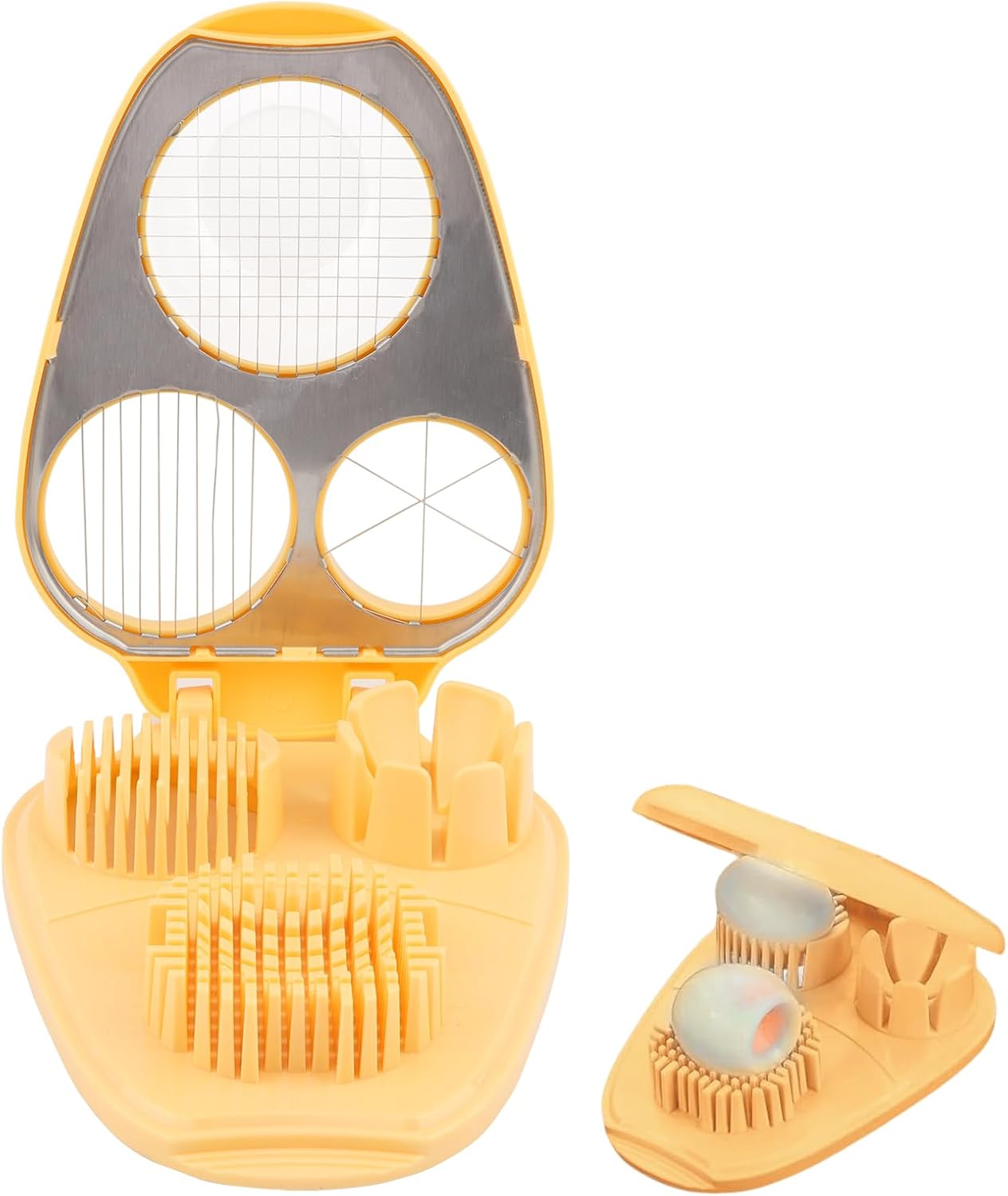 Egg Slicer for Hard Boiled Eggs, 3-in-1 Dicer with Multiple Cutting Modes, Egg Slicer Kitchen Gadget for Strawberry, Grape, Cherry(COLOR:Yellow)