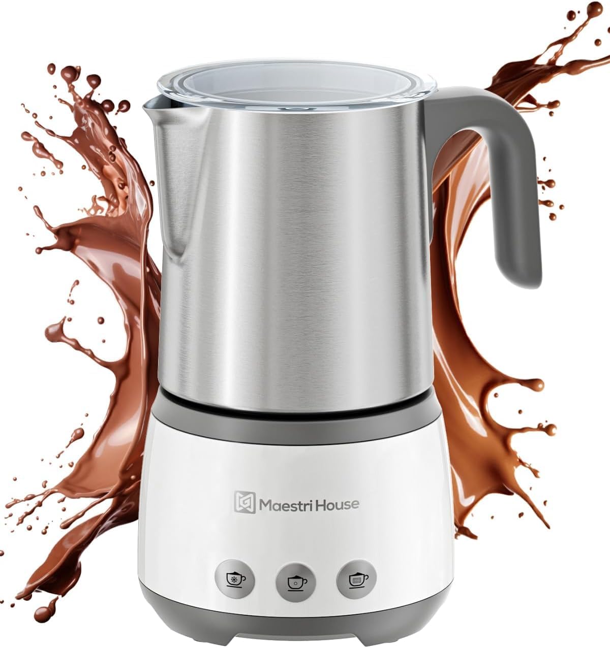 Maestri House Milk Frother, 4-in-1 DualFro 400 Electric Milk Steamer and Frother, 16.9OZ 600W Smart Touch Control Hot and Cold Foam Maker, Memory Function for Latte, Cappuccinos, Milk, Chocolate Milk
