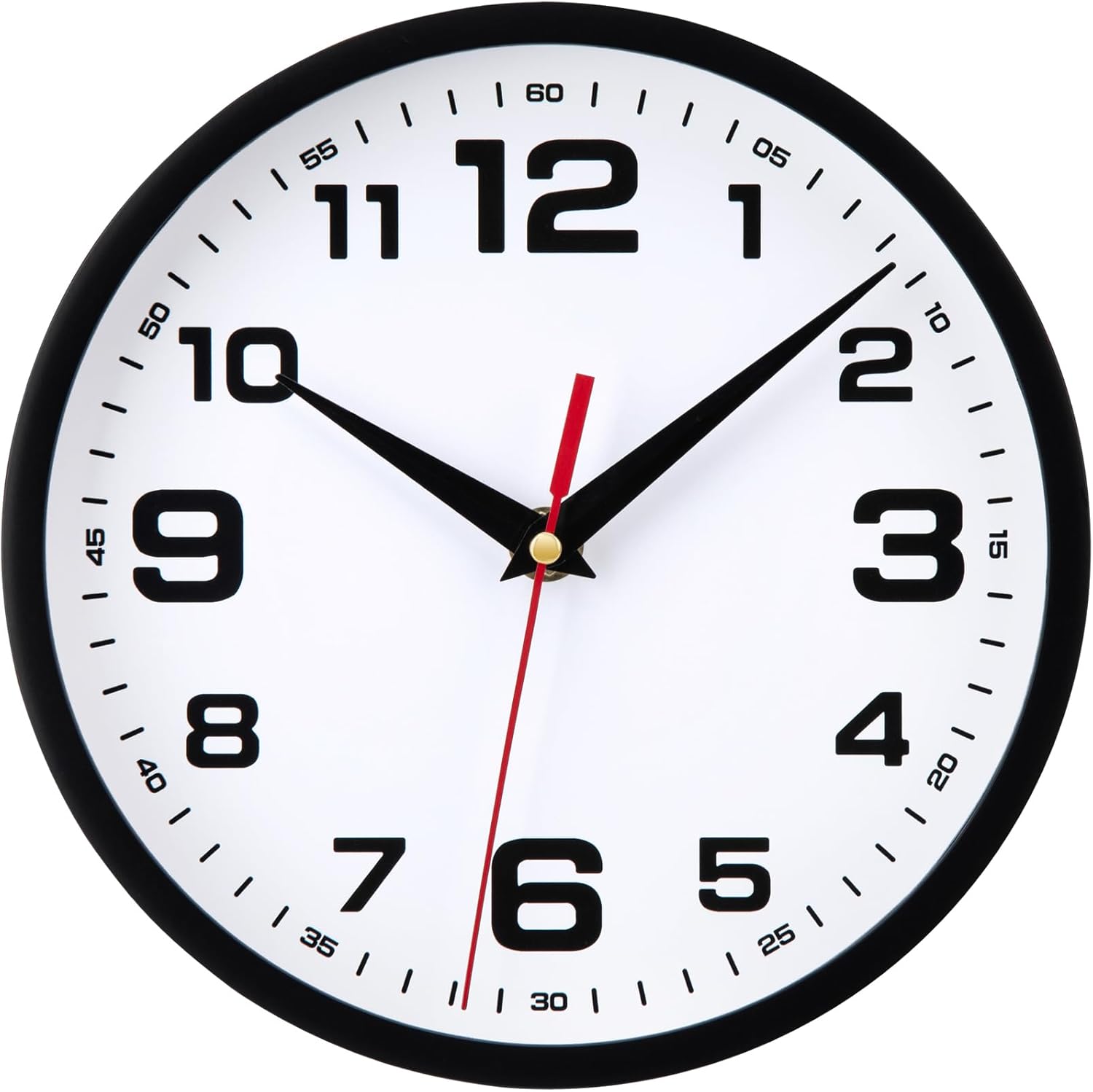 Wall Clock Silent Non-Ticking Modern Clocks Battery Operated 8 Inch Small Analog Clock Decorative for Living Room Bedroom Kitchen Office Decor (Black)