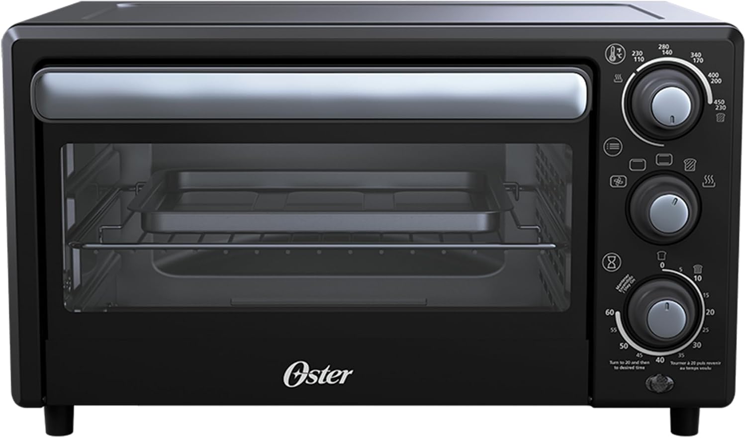 Oster® Compact Air Fryer Toaster Oven. Convection Countertop Pizza Oven, 4-Slice Toaster with 5 Cooking Functions – Air Fry, Bake, Toast, Broil, and Warm