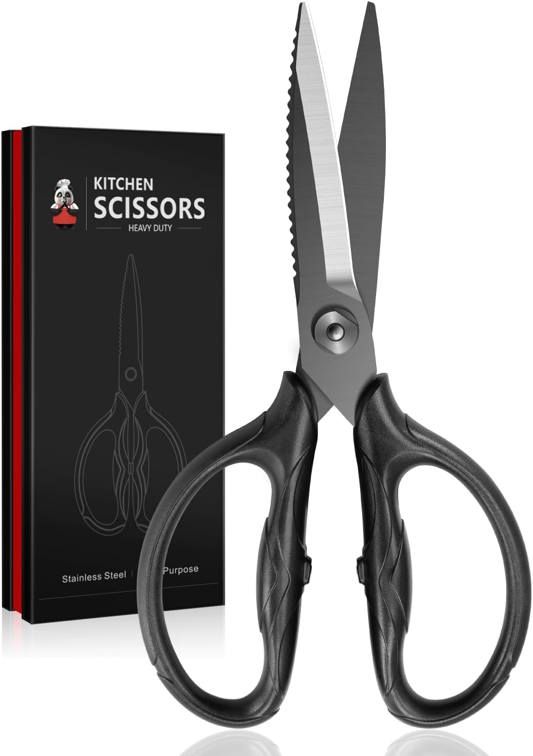 SHAN ZU 8.4″ Titanium Heavy Duty Kitchen Scissors – Japanese 5Cr15MoV Stainless Steel Shears, All Purpose Detachable Shears for Meat/Herbs/Poultry, Dishwasher Safe, Gift Box Included (Black)