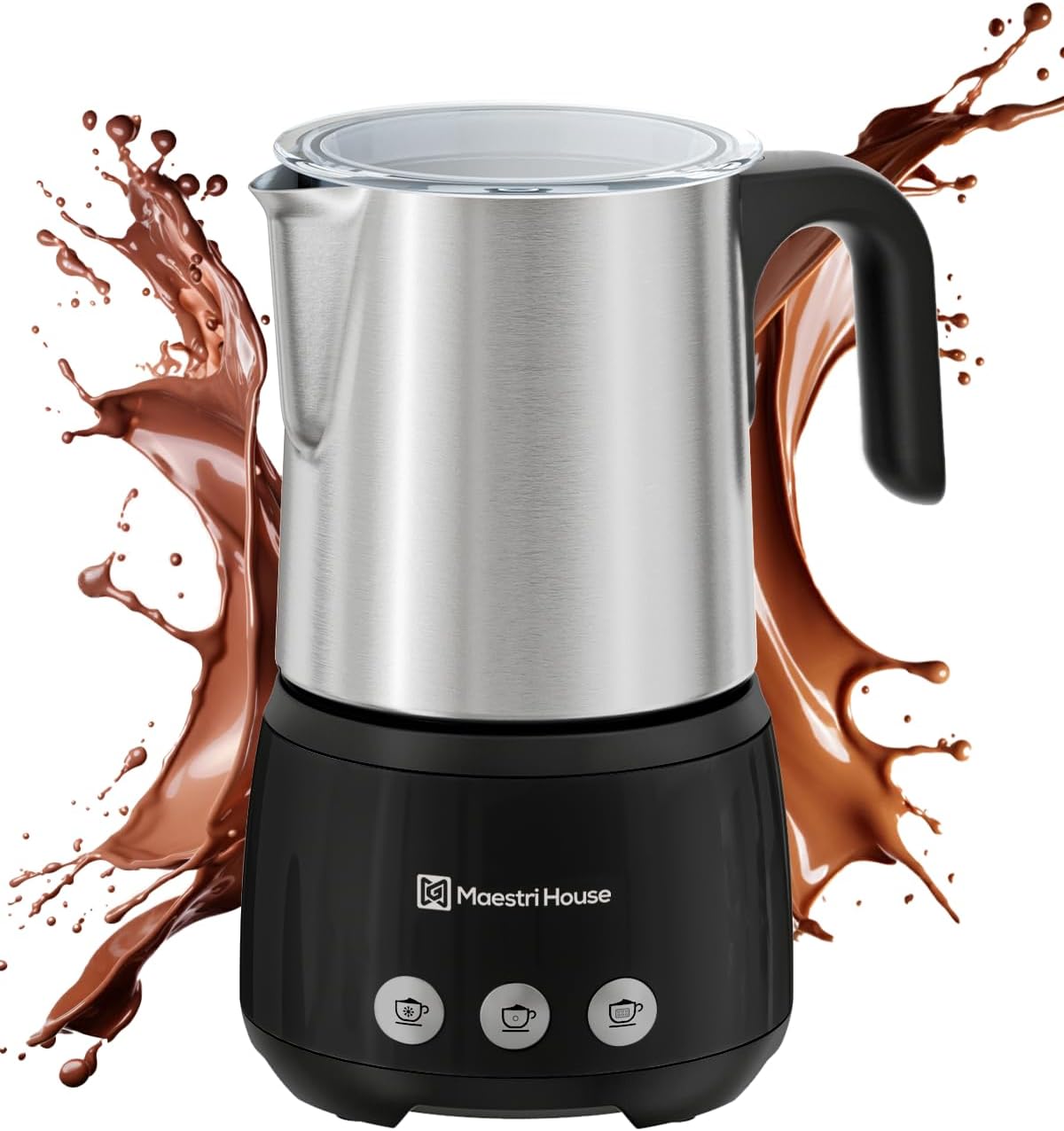 Maestri House Milk Frother, 4-in-1 ClassicFro 500 Electric Milk Steamer and Frother, 16.9OZ 600W Smart Touch Control Hot and Cold Foam Maker, Memory Function for Latte, Cappuccinos, Chocolate Milk