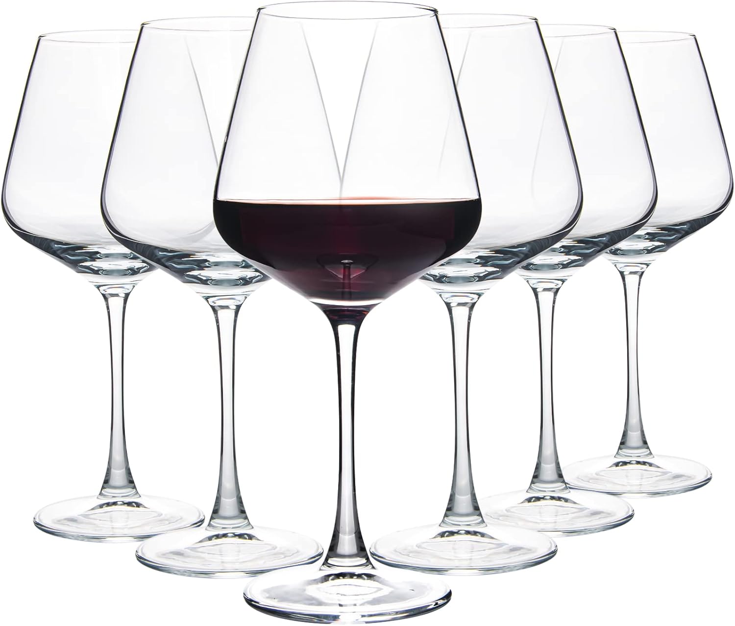 YANGNAY Wine Glasses (Set of 6, 20 Oz), Large Clear Burgundy Wine Glasses for Red Wine, Smooth Rim, Dishwasher Safe