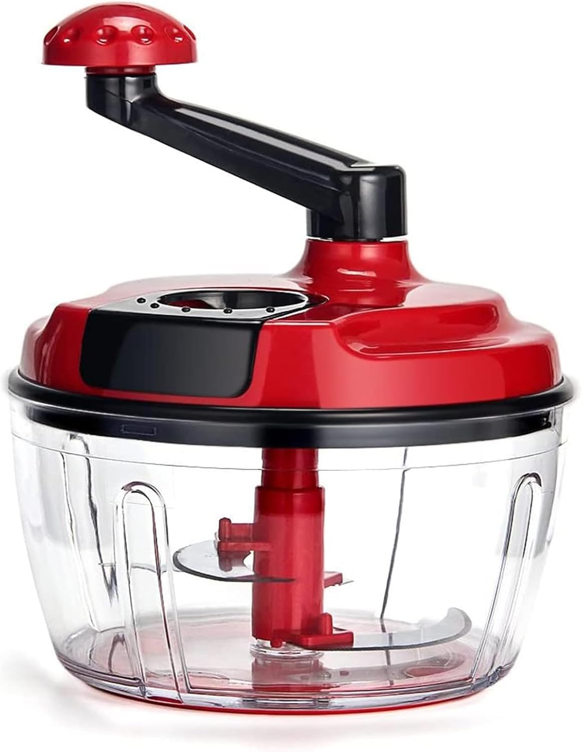 Manual Food Processor,8 Cup Hand Powered Crank Chopper,Mincer Blender with Clear Container,for Vegetables Meat Fruits Onions