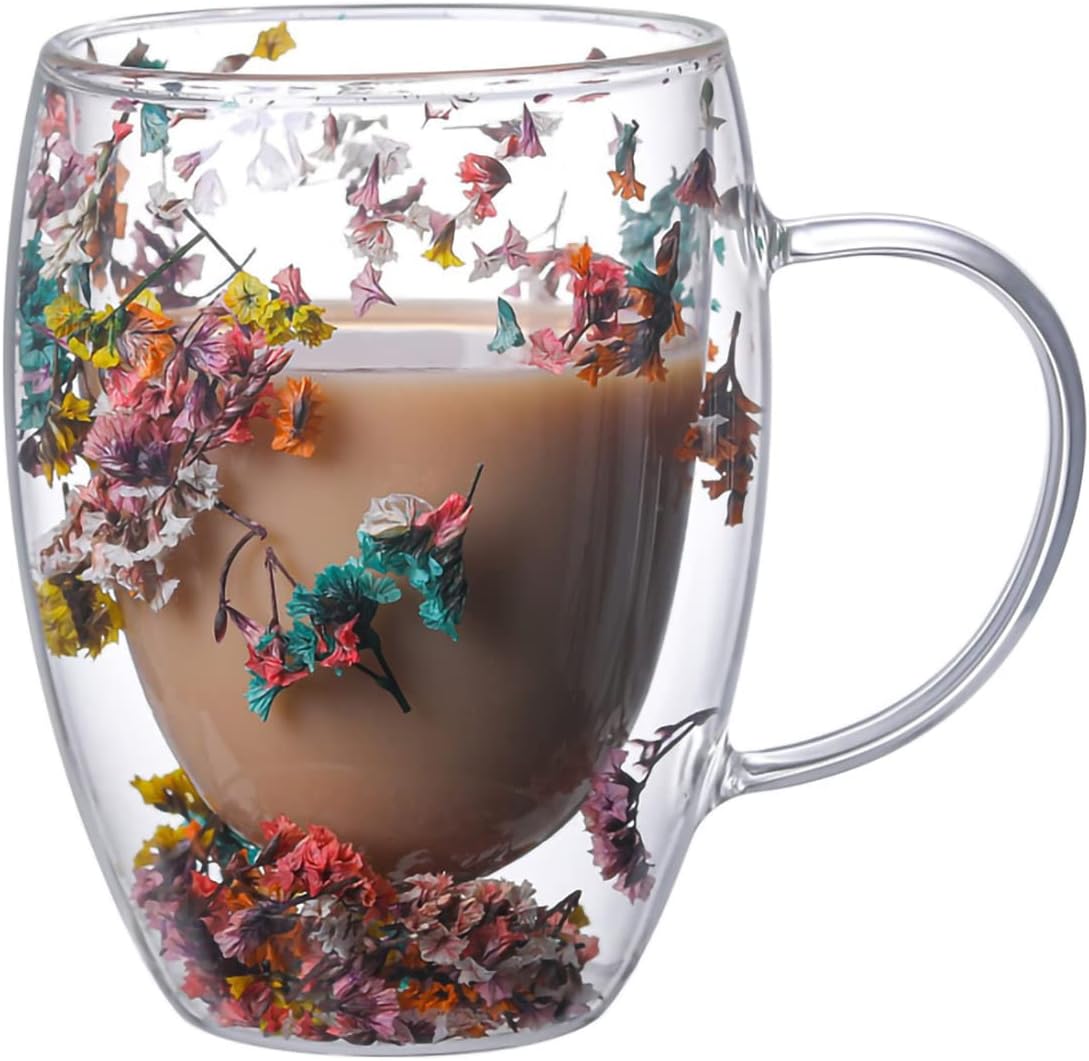 NBHUZEHUA Double Wall Glass Coffee Mugs Clear Cups for Cappuccino Tea Espresso Latte Hot Beverages Glasses Birthday Gifts for Women Her
