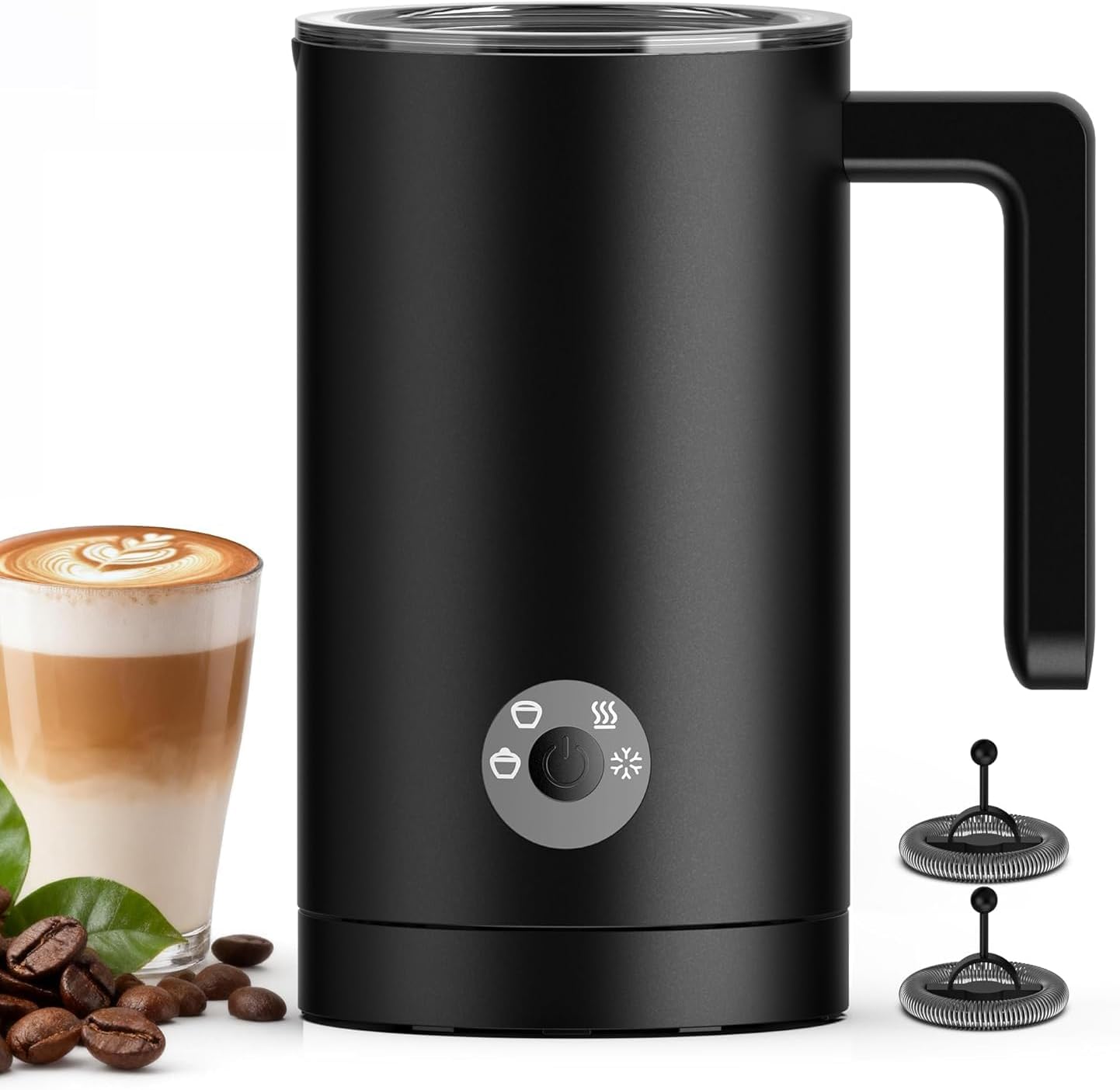 4-in-1 Electric Milk Frother & Steamer – Automatic Frother Machine, Barista-Style Hot & Cold Foam for Lattes, Cappuccinos, Iced Coffee, Quiet, One-Touch, Easy to Clean