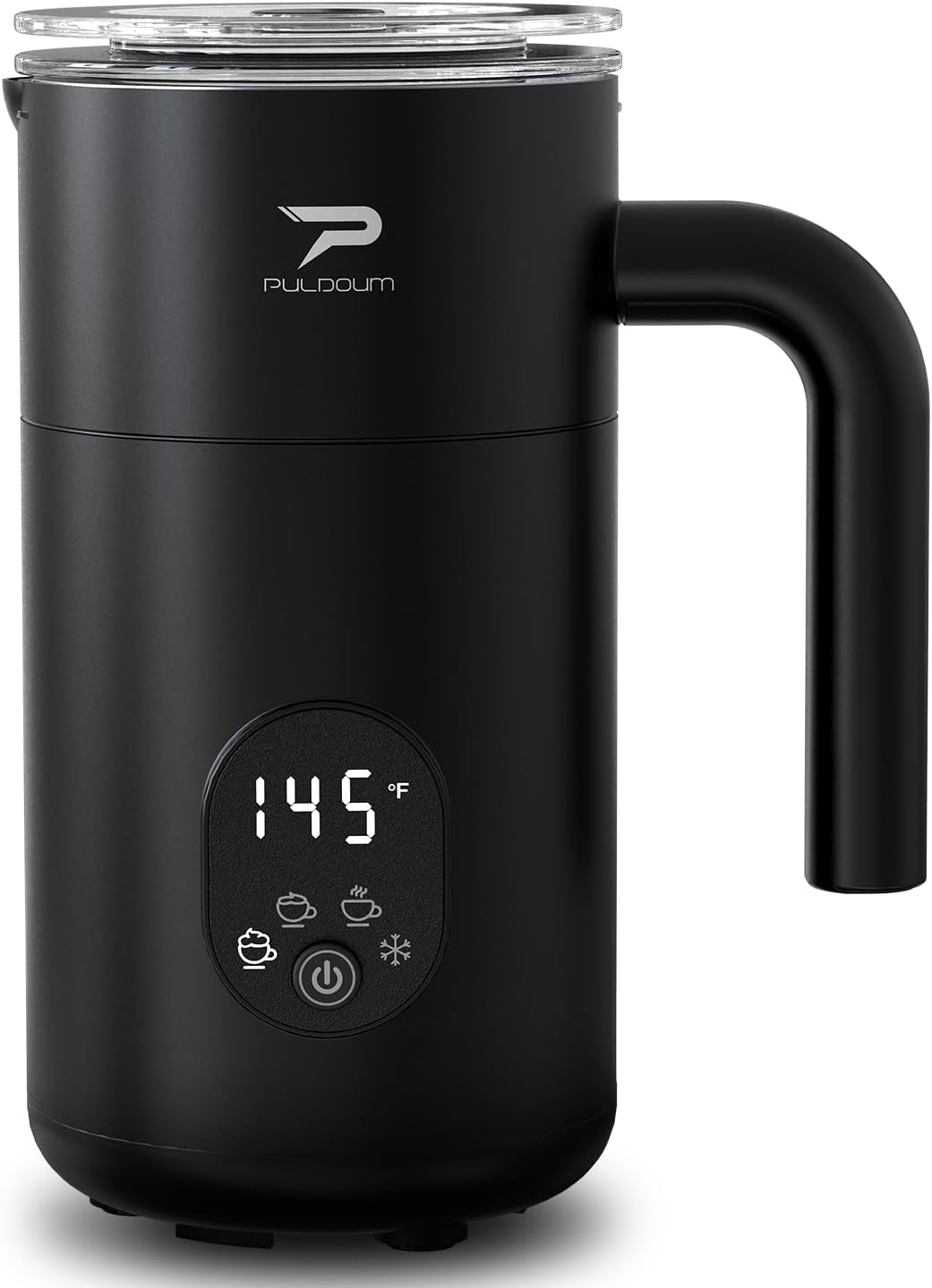 Milk Frother and Steamer 4 in 1 Automatic Coffee Steamer Frother, 11.8OZ / 350ML Warm and Cold Foam Frother for Coffee,Latte, Cappuccino, Macchiato, Hot Chocolate (Black)