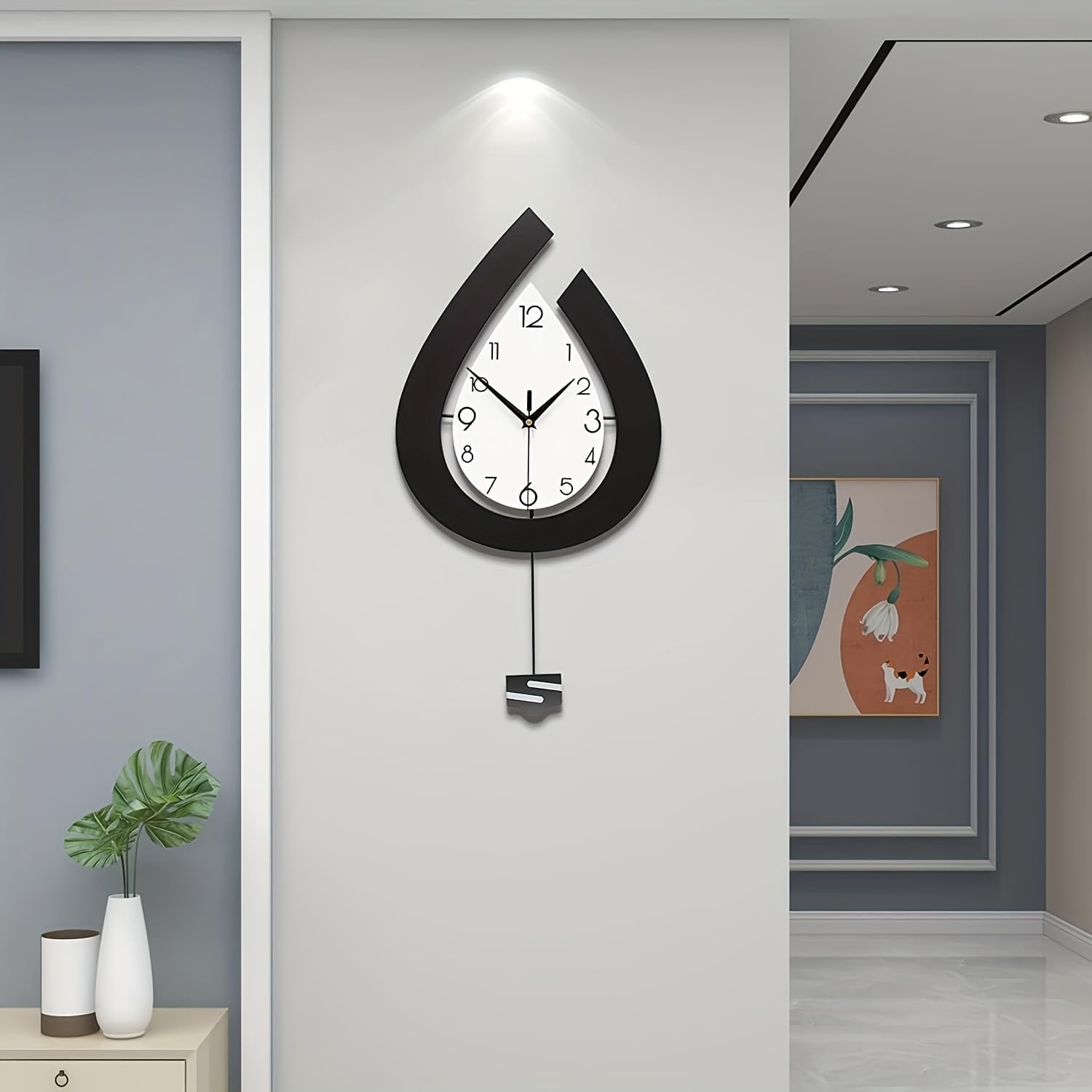 Large Wall Clock for Living Room Decor Big Pendulum Modern Wall Clock Silent Non Ticking Battery Operated 28.7 Inch Clock for Kitchen Bedroom Bathroom Office Indoor Home Decorative