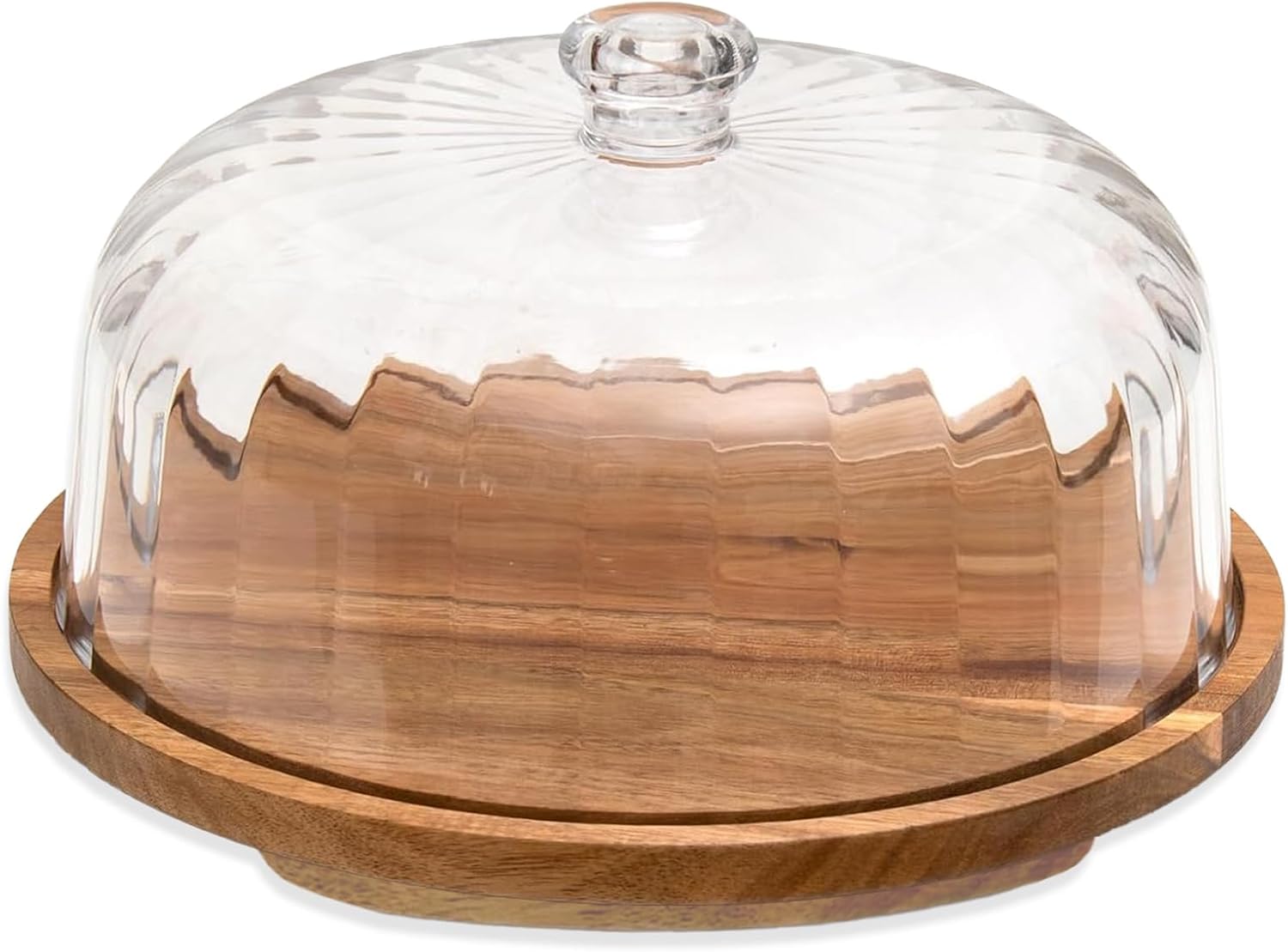 Cake Stand with Lid, Rotating Cake Holder with Dome, Wood Lazy Susan with Cover, Cake Stand for Party,Birthday,Parties,Baking Gifts(12 Inch with Dome)