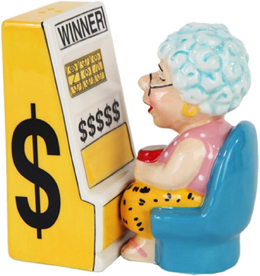 Pacific Giftware 3.75″ Casino Slots Machine Queen Grandma Magnetic Salt & Pepper Shakers -Attractives Collection