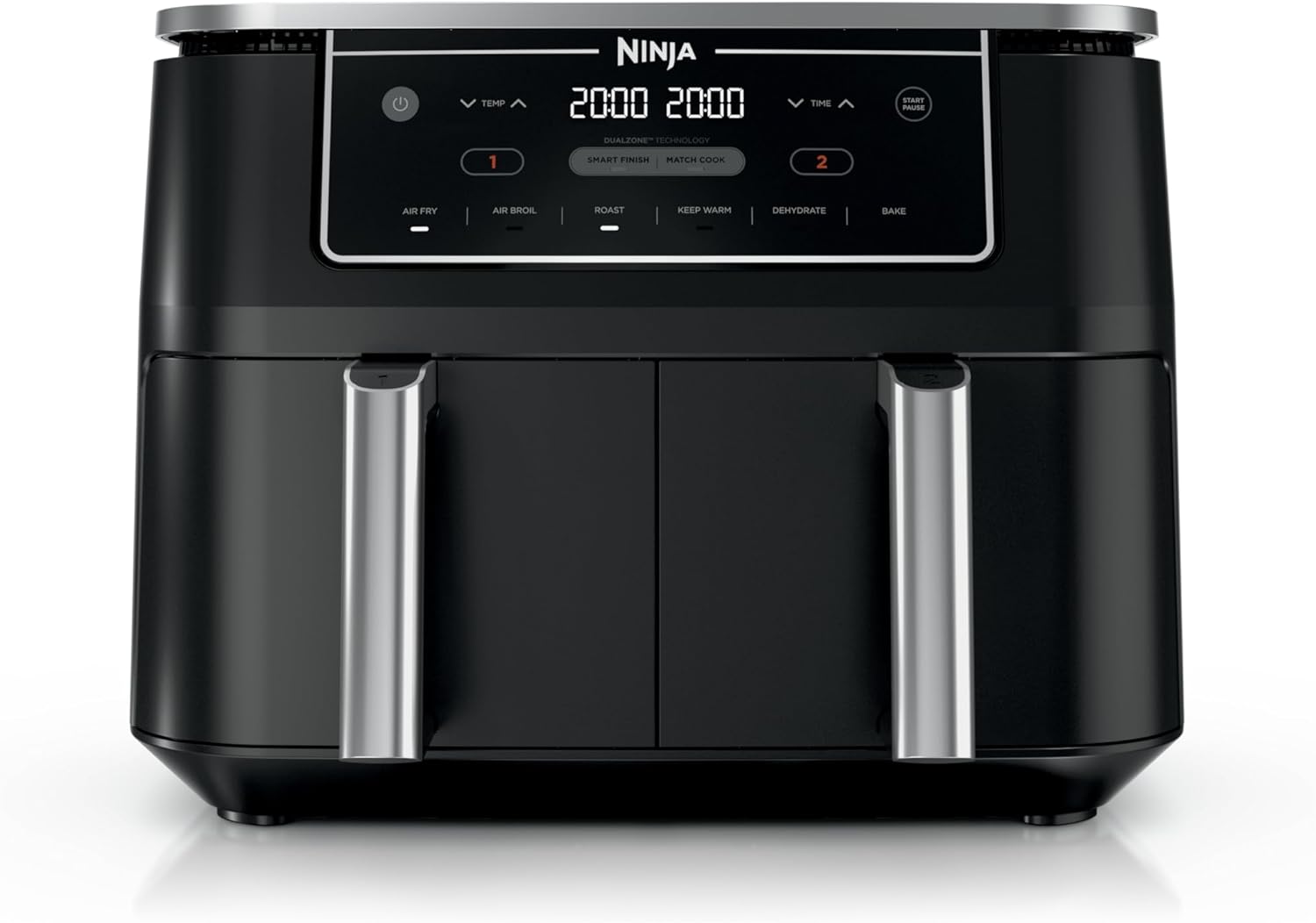 Ninja Foodi Air Fryer | 6-in-1 with 10-QT DualZone Baskets | Smart Finish to Cook 2 Foods at Once | Air Fry, Broil, Roast, Dehydrate, Keep Warm & Bake | 450° F |XL Capacity | Black | DZ302