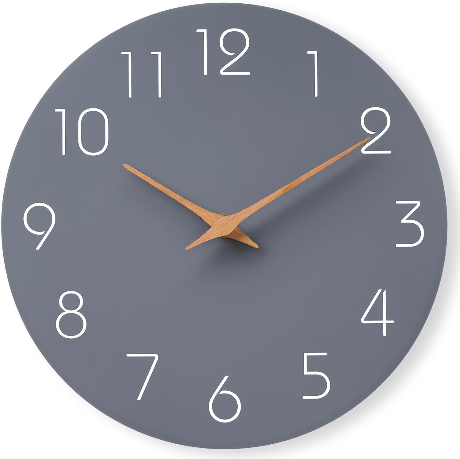 Mosewa Wall Clock Silent Non Ticking Decorative for Kitchen Bedroom Bathroom Office Living Room Battery Operated 10 Inch Gray Modern