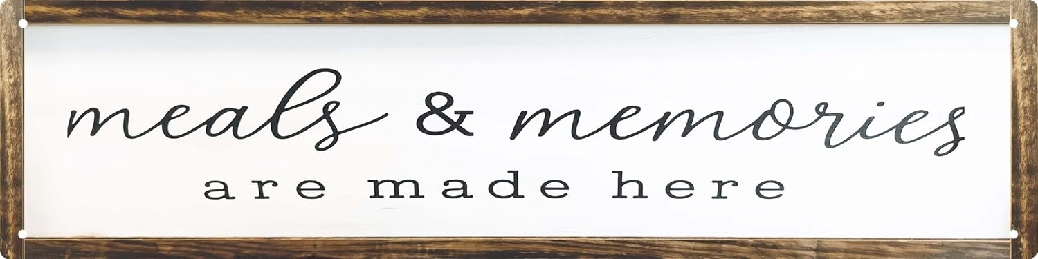 CSWLJS Farmhouse Kitchen Wall Decor Meals and Memories Metal Sign | Rustic Metal, Dinning Room Wall Decor, 4×16 In