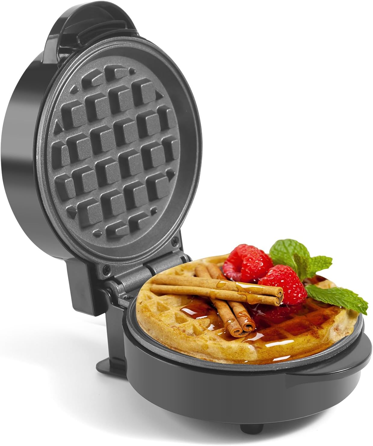 Mini Waffles Maker, Small Waffle Irons Non-stick, Breakfast Belgian Waffles, Mini Waffle Iron Make Waffle in Minutes, Portable Pancake Maker Machine, Easy to Clean, 5 Inches Wide, Black