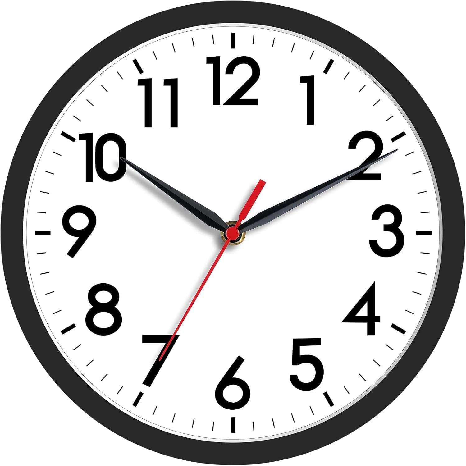 AKCISOT 8 Inch Wall Clock, Battery Operated Analog Clock, Silent Non-Ticking, Ideal for Bedroom, Bathroom, Kitchen, Office and School, Black