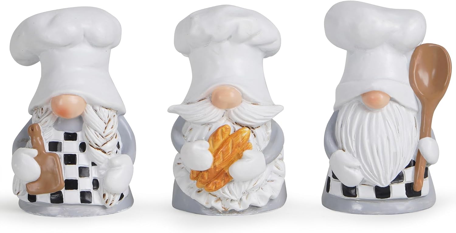 Hodao Chef Gnomes Decorations – Kitchen Home Decoration – Professional Chef Statue – Spring Decoration – Gift for Baking Enthusiasts(3pcs)…