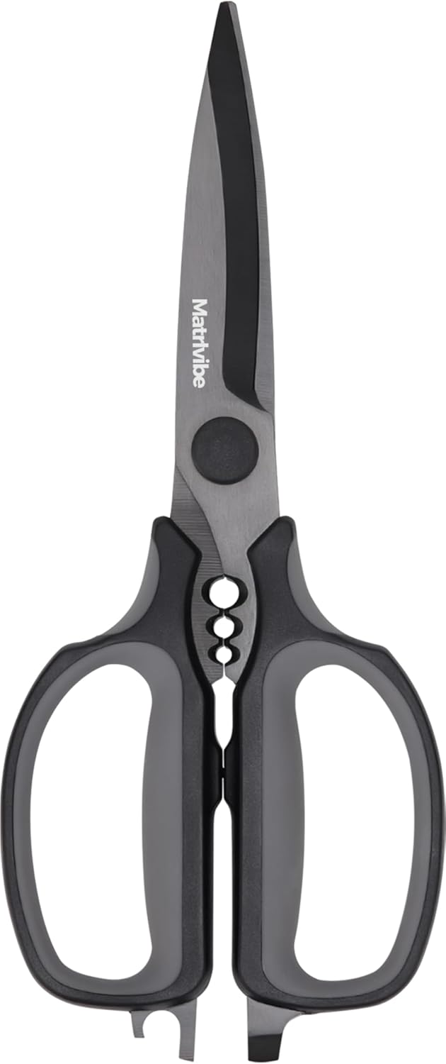 Heavy Duty Kitchen Shears, All Purpose Herb and Kitchen Scissors for food,Japanese 420J2 Stainless Steel,Titanium Coated, Detachable Blades and Soft TPR Handle,Dishwasher Safe