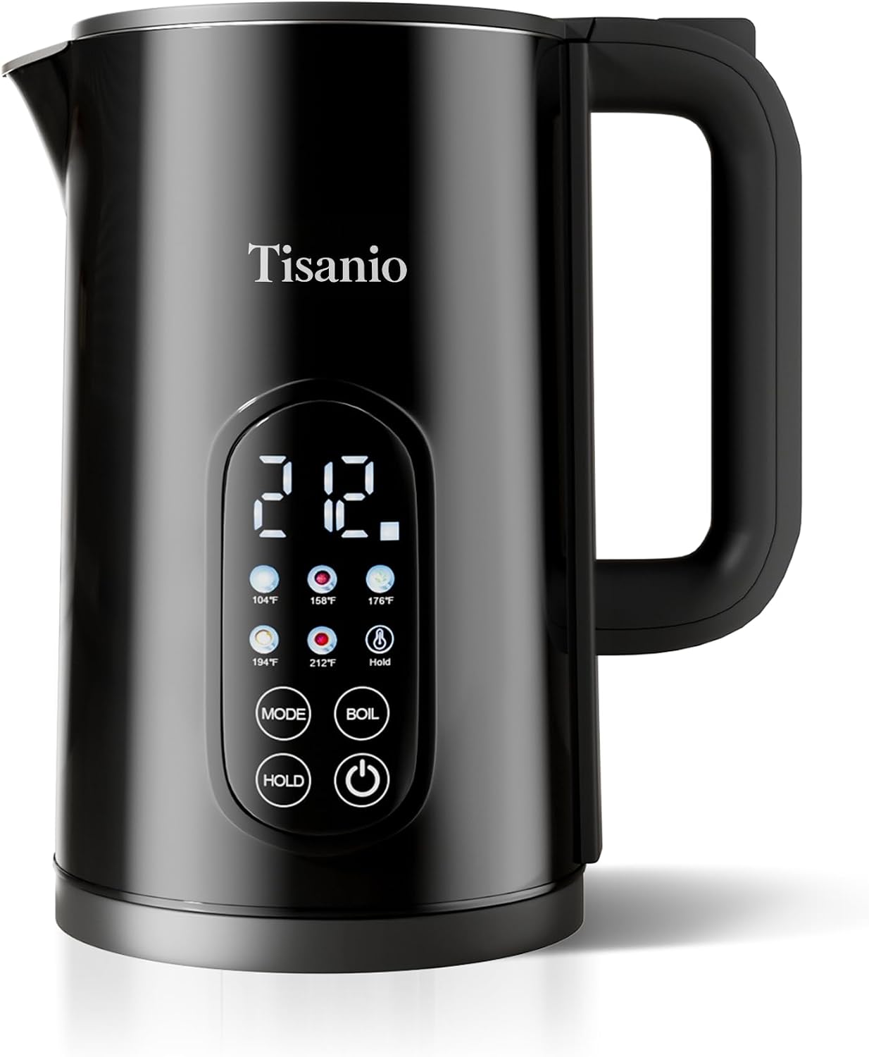 Electric Kettle 1.7L – 5 Temperature Presets (104–212°F) + Boil, 2-Hour Keep Warm, 304 Stainless Steel, Cordless 360° Base for Tea, Coffee, Home –Black